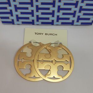 Tory Burch Miller Gold Round Logo Earrings